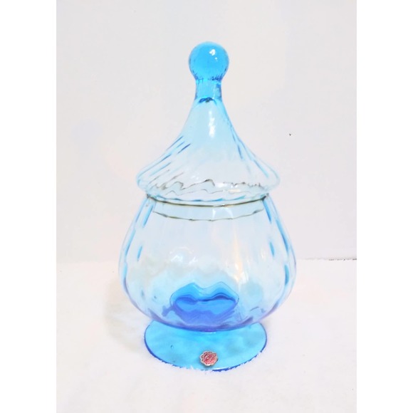 Vintage blue empoli covered candy dish